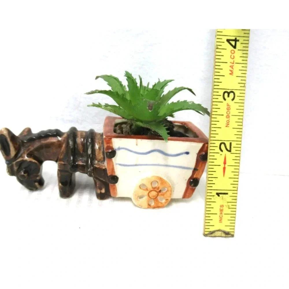 Vintage Burro Donkey with Cart Ceramic Planter Figurine Made In Occupied Japan